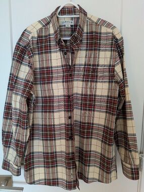 Orvis Men's plaid long- sleeved button down shirt cotton chest pocket Size M
